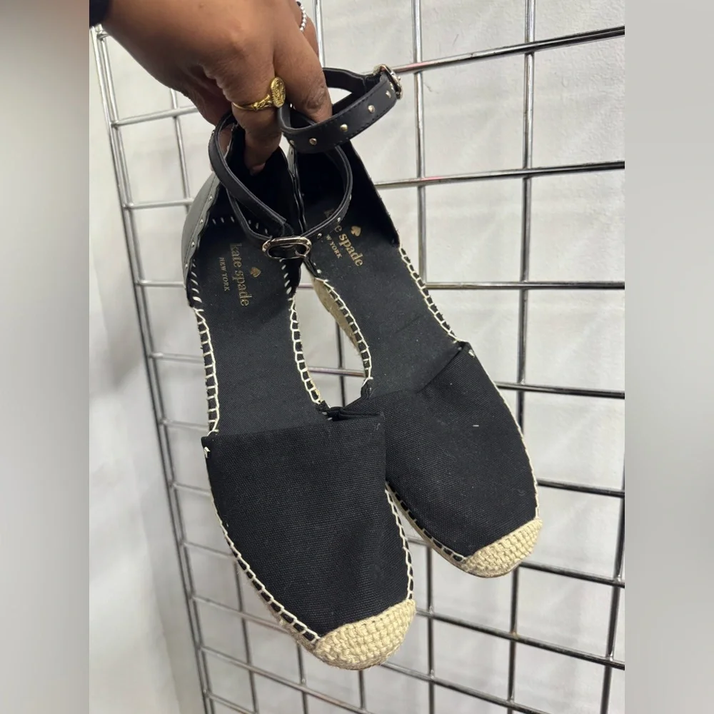 Kate Spade Paloma espadrille wedge sandals in black Womens size 9.5